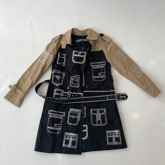 Libertine Pocket Talk Crystal Belted Trench Coat - Picture 2 of 8